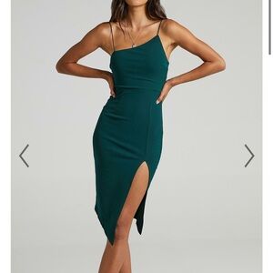 Showpo Dark Green One-Shoulder Dress